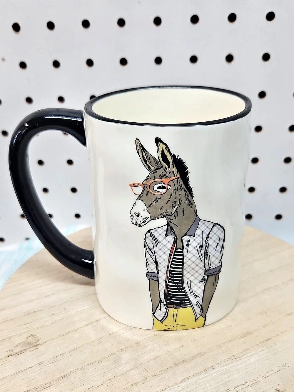 Signature " Donkey" Ceramic Mug in White & Black 17.5oz